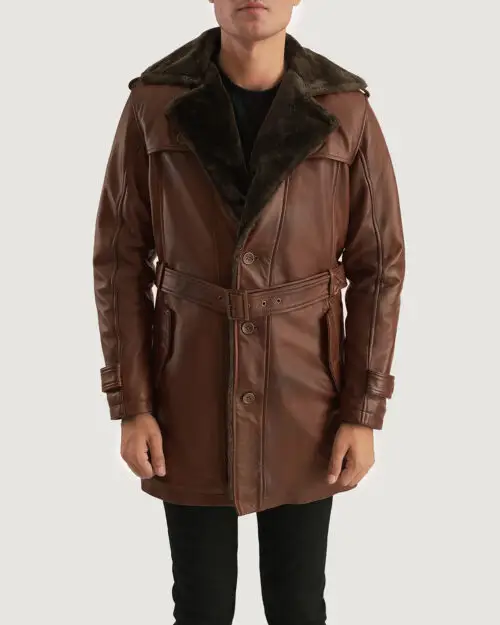 Corsair Distressed Brown Fur Leather Coat